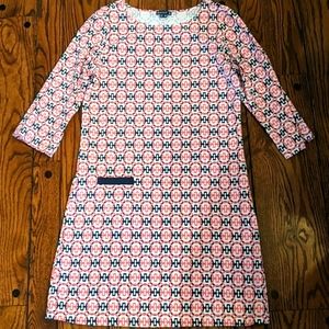 Melly M pink/navy link print dress medium